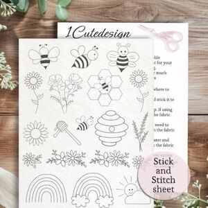 Embroidery patterns, stick and stitch bees